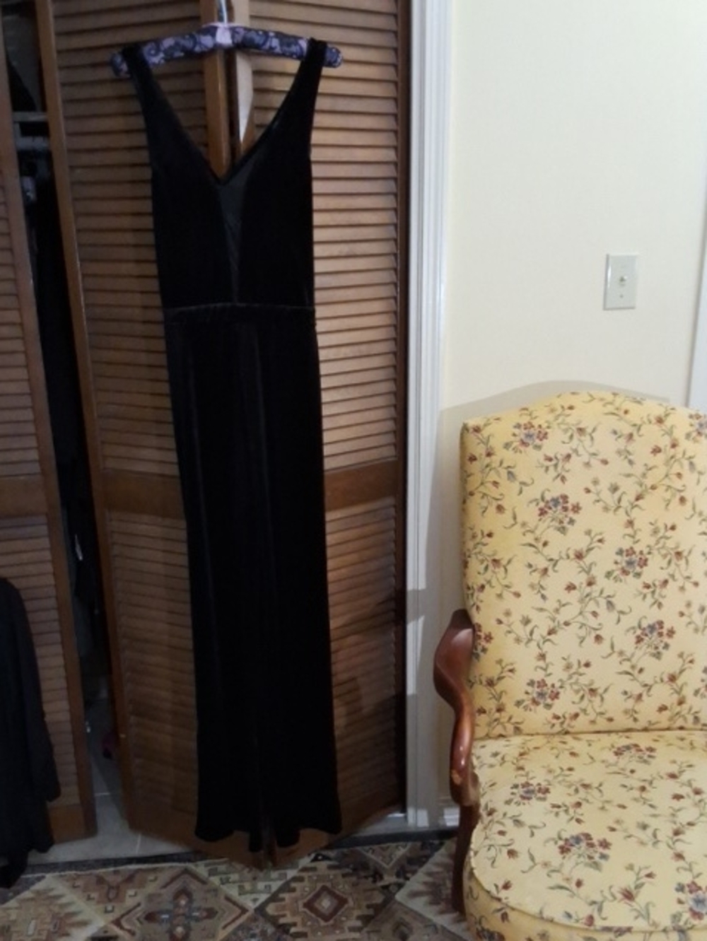 Romeo & Juliet Couture Black Velvet V-Neck JUMPSUIT
